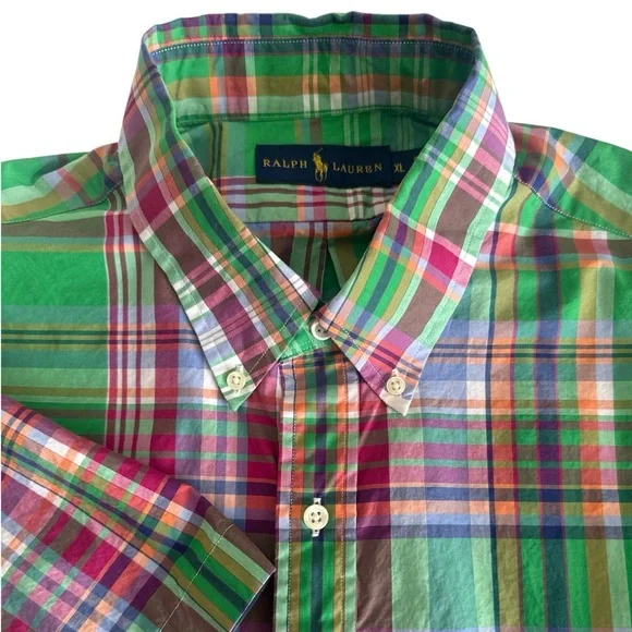 Polo Ralph Lauren XL Madras Plaid Casual Button Down - Picture 1 of 7